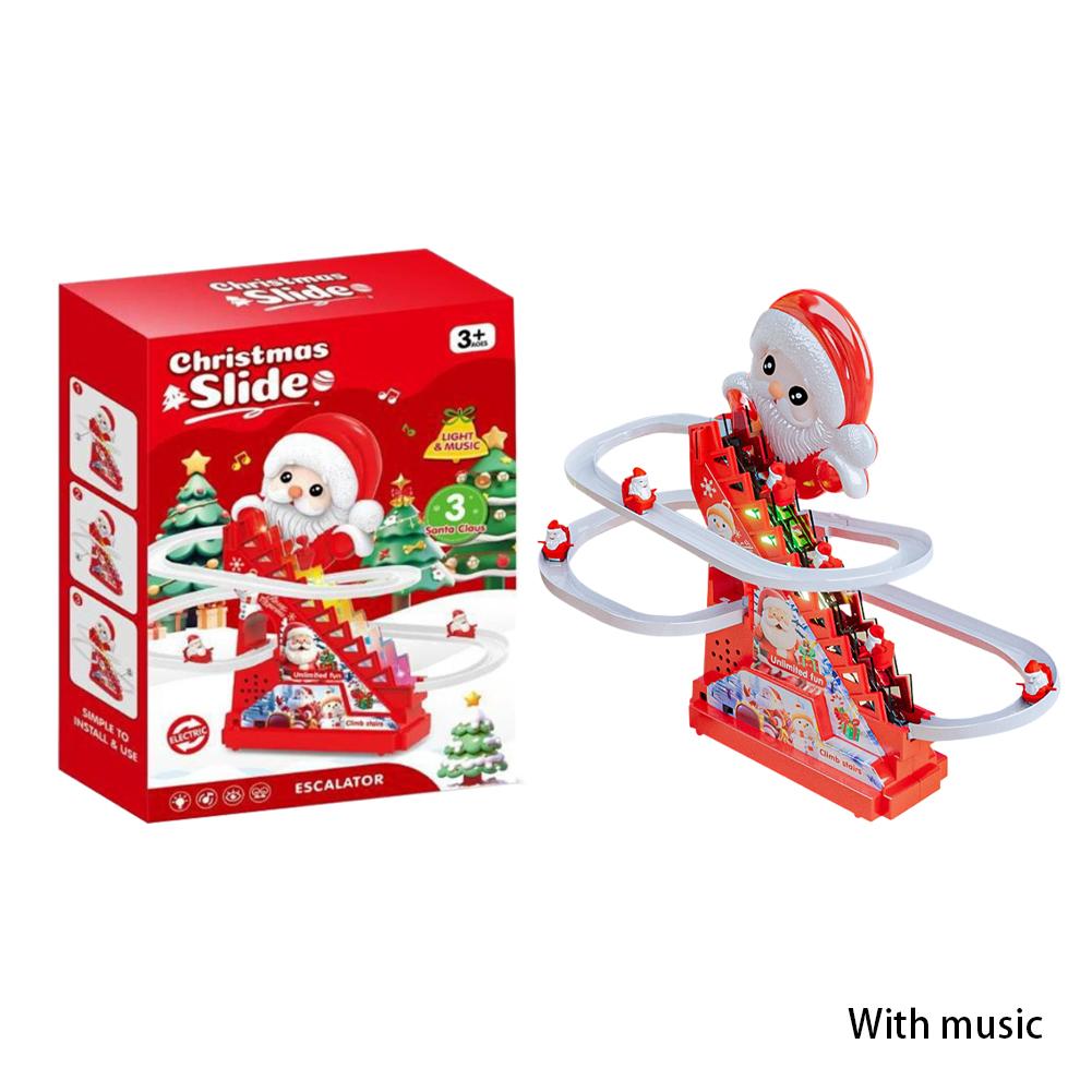 Electric Climbing Stairs Santa Toy Cute Christmas Holiday Gift With Light Music Interactive Early Education Slide Toy For Kids