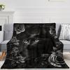 Black Cat Animal Pattern Print Art Blanket - Soft All-Season Multi-Purpose Throw for Sofa, Bed, Travel, Decor & Gift
