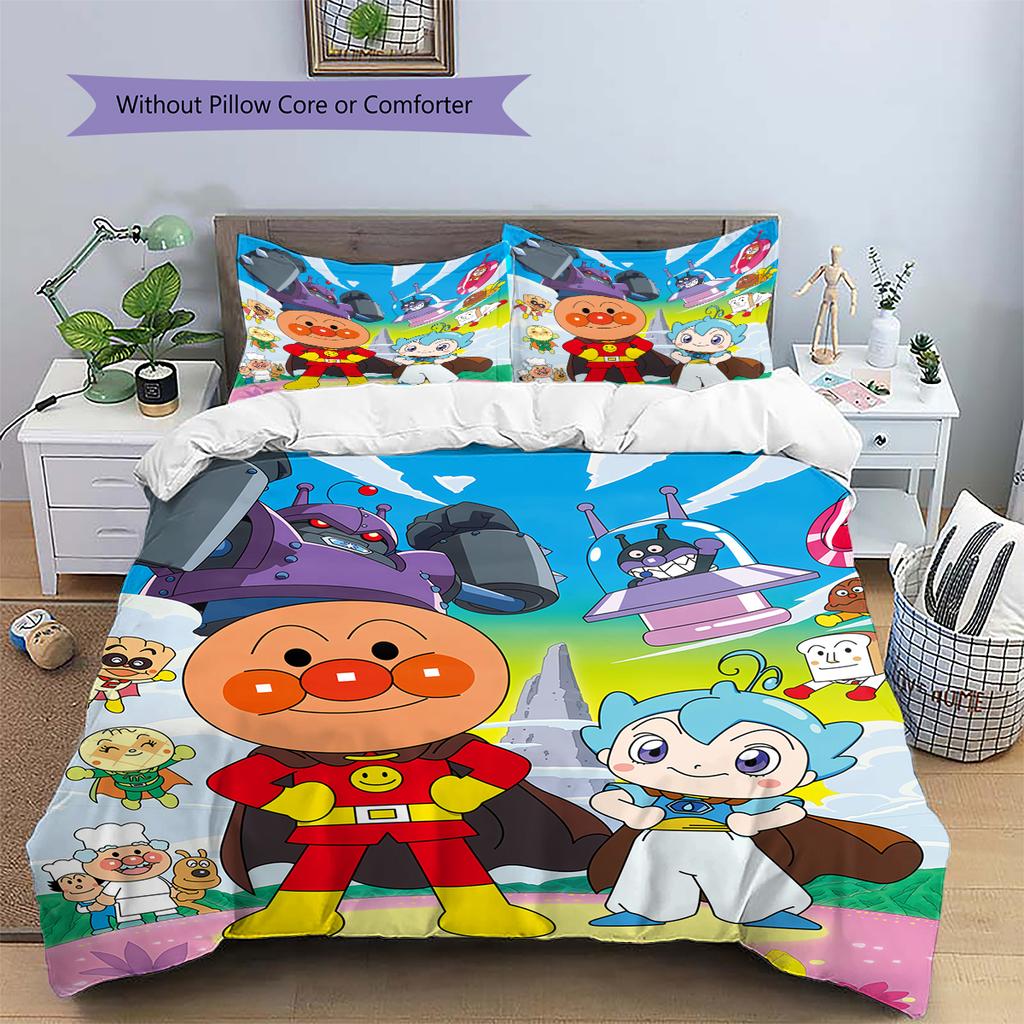 Anpanman Playful Bedding Set Duvet Cover Pillowcase No Filler, Soft Home Bedroom Decor, Perfect Gift for Fans.chl