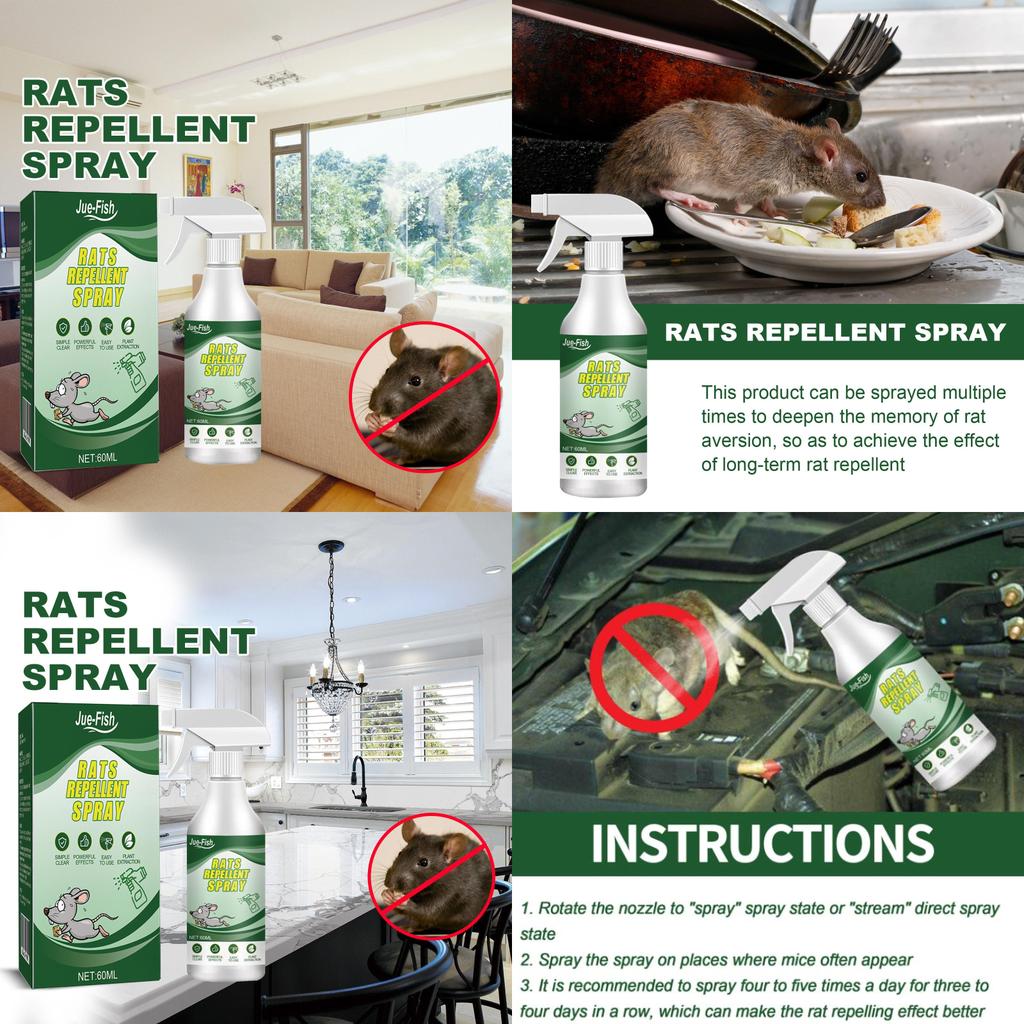 Spray all'Olio Essenziale di Menta Naturale per Repellente per Topi e Controllo Roditori
