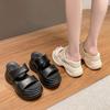 One-word slippers women wear half a mop in summer 2025 new platform muffin and versatile casual fashion sandals trend