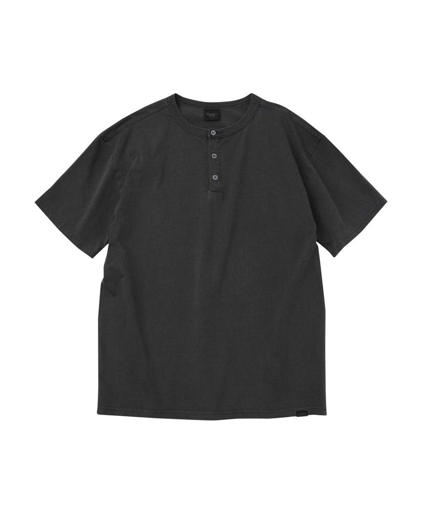 WMC [Crop] Garment Dyed Henley Neck T-Shirt_Charcoal Grey