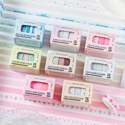 5 st. Washi-tejp med Sakura-blommor, minitejpset, självhäftande maskeringstejp, 1 cm, dekorationsklistermärken för dagbok, gör-det-själv-arbete