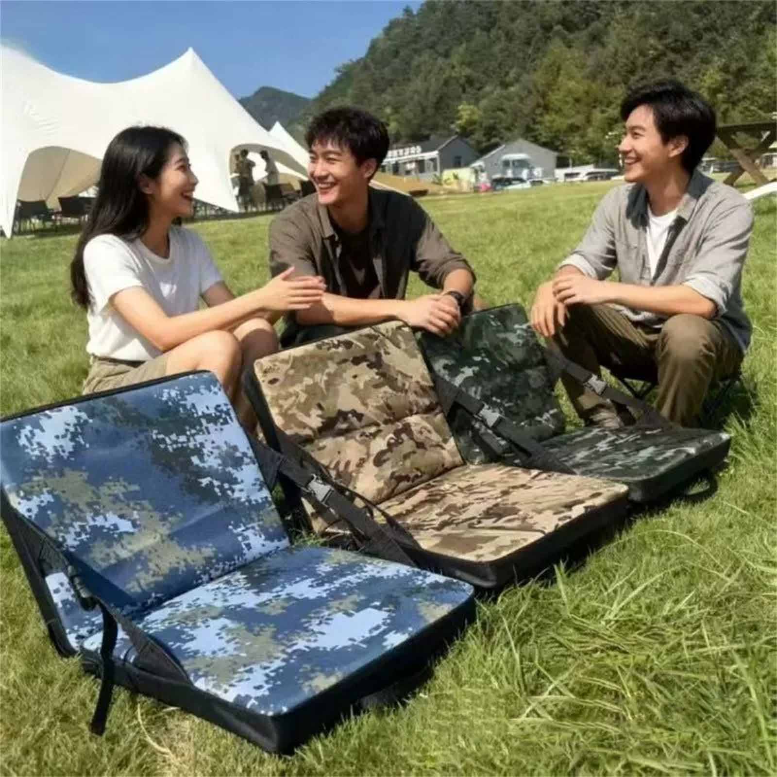 Portable Outdoor Folding Seat Cushion,Lightweight Multi-Functional Stadium Chair,Soft Backrest Integrated Cushion for Concerts,Hiking, and Camping ros