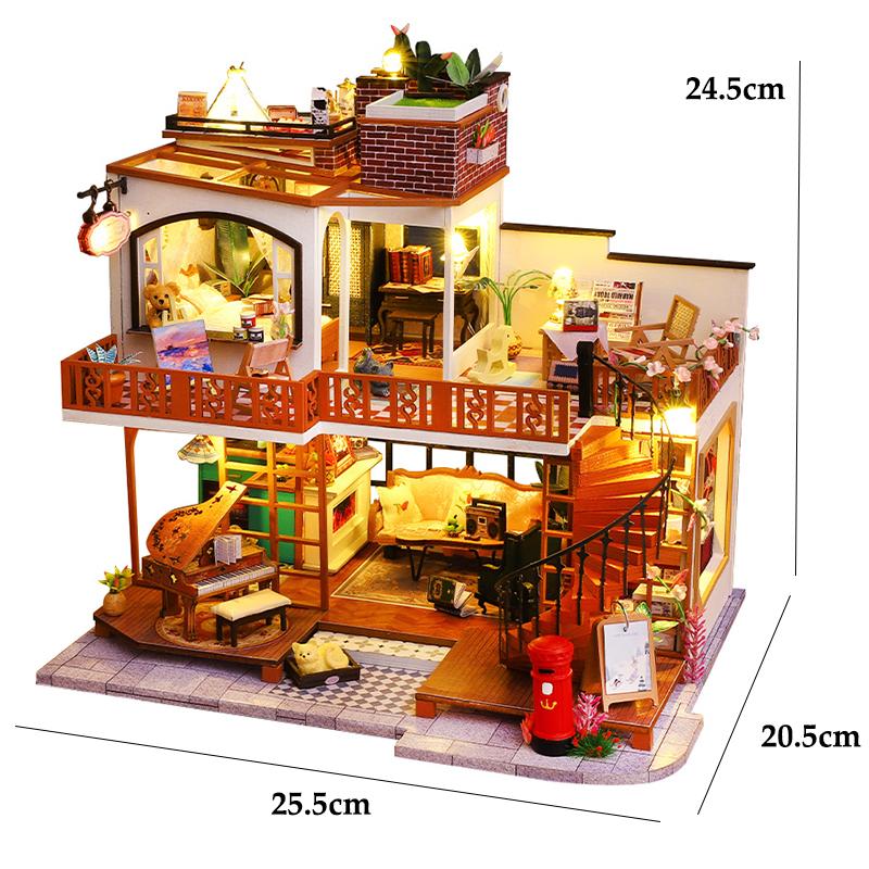Miniature Doll House Handmade 3D Puzzle Assembly Building Model Kit Creative Room Bedroom Decoration With Furniture Wooden Craft