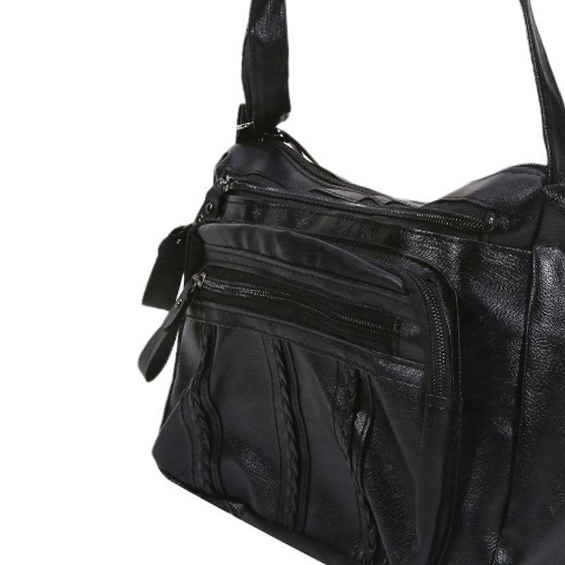 Lightweight Travel Multi-Layer Classic Shoulder Bag Soft Surface Vintage Crossbody Purse for Women