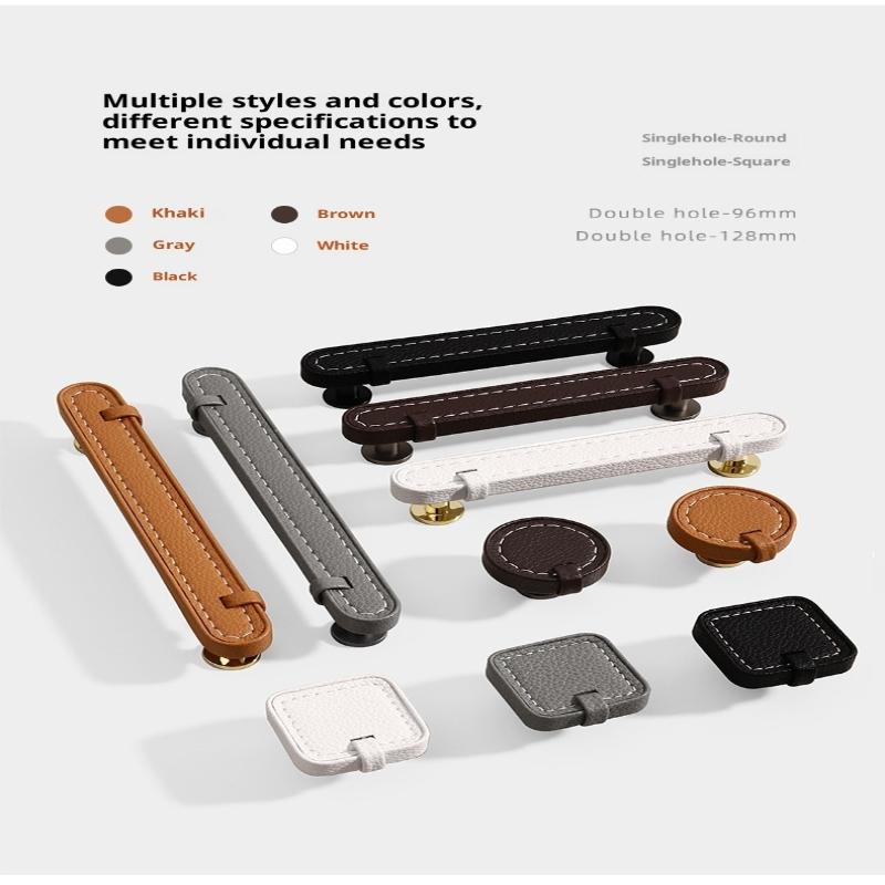Zinc Alloy Leather Handle Shoe Cabinet Knobs And Handles Kitchen Cupboard Door Pulls Drawer Knobs Furniture Handle Hardware