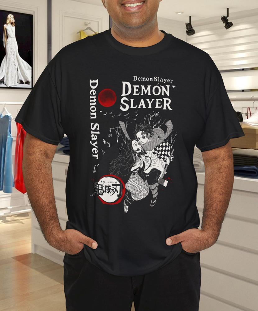

Demon Slayer Anime T-Shirt – Tanjiro and Nezuko Under Red Moon Graphic Design 3XL