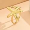 Stainless Steel Open Ring with Starfish Design - Women's Bohemian Beach Vacation Accessory