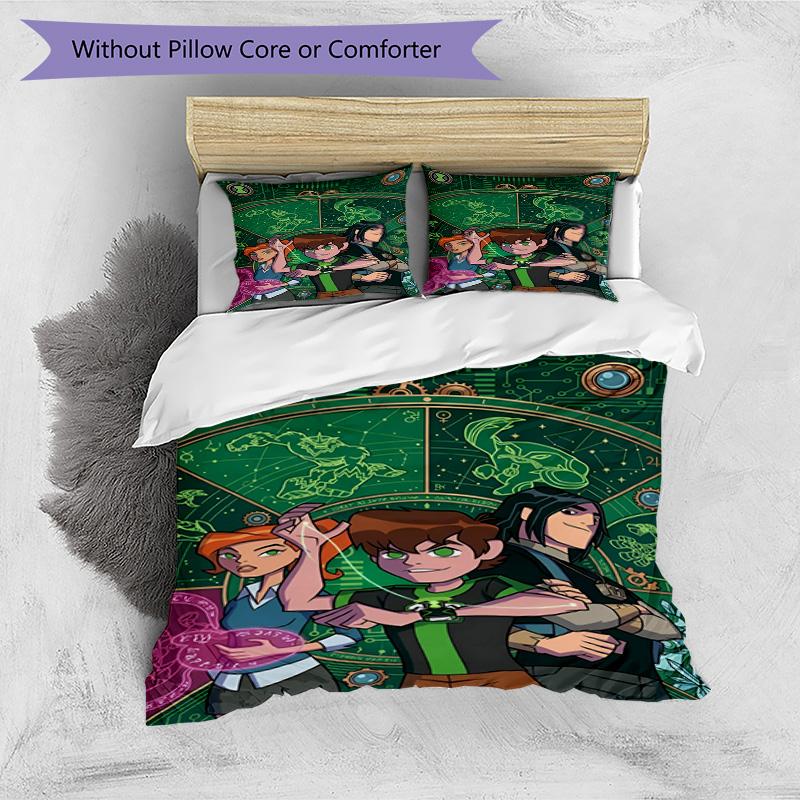 3-teiliges Bettbezug-Set (1 * Bettbezug + 2 * Kissenbezug, ohne Kern), Ben 10 Cartoon-Aufdruck Bettwäsche-Set, Schlafzimmer-Dekoration, Ganzjahres, Geburtstagsgeschenk