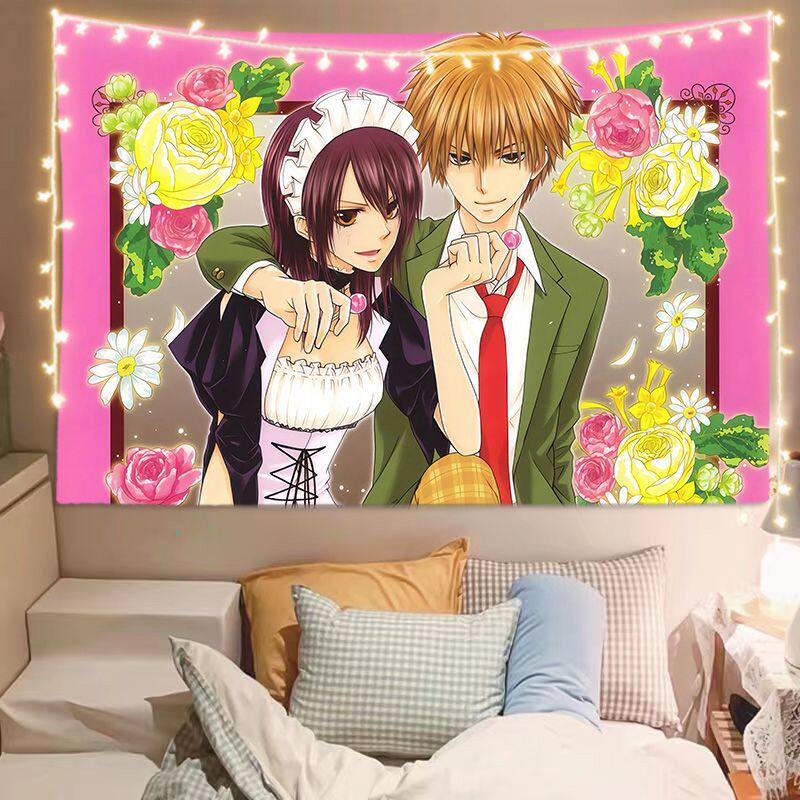 Japanese Anime Printed Tapestry Cute Maid Girl Atmosphere Wall Hanging Dorm Bedroom Wall Decor Background Cloth 74x94cm(29x37in)