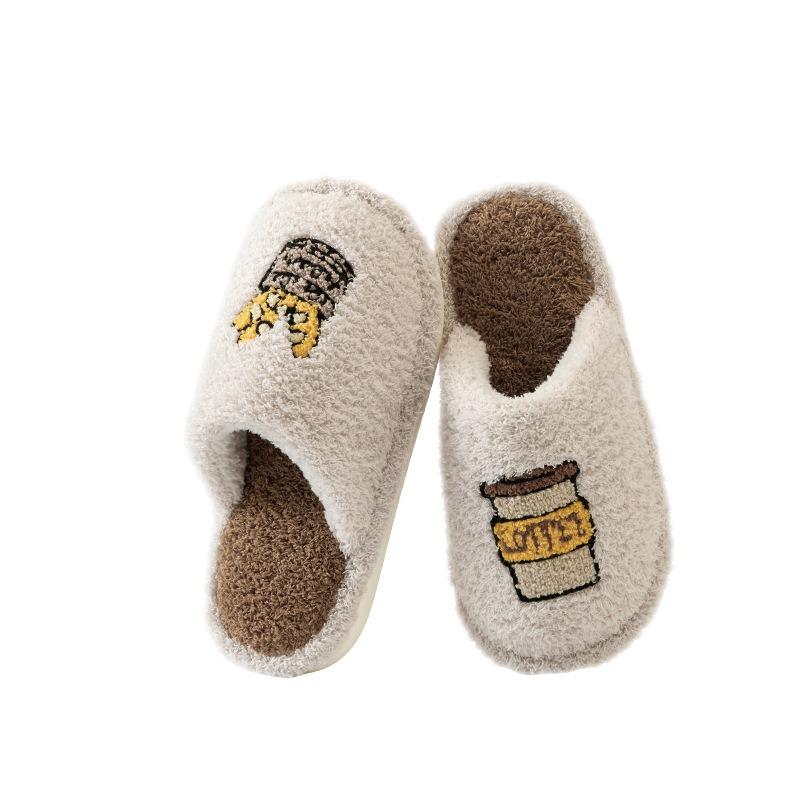 Plush Shoes with Fleece for Warmth and Anti-slip Home Cotton Slippers