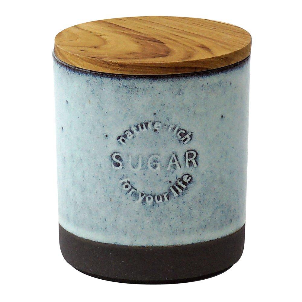LOLO | Canister White SUGAR | Sugar | Black Clay | Ceramic | Teak | Wooden Lid | Made in Japan | Japanese Tableware | 420ml |