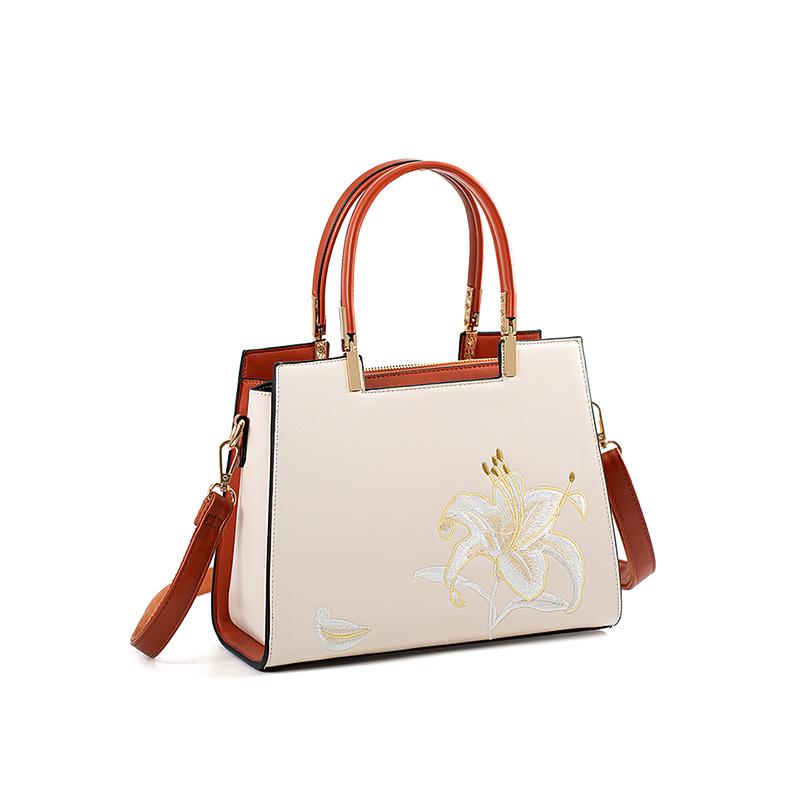 WEINIAO Synthetic Leather Handbag, Shoulder Bag, Crossbody Bag Medium Women's Ecru 20788-