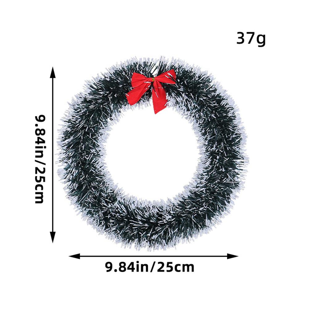 Christmas Wreath with Red Bow 25/30CM Hanging Garland Durable Plastic Tinsel Wreaths Crafts New Year Festive Party Decoration