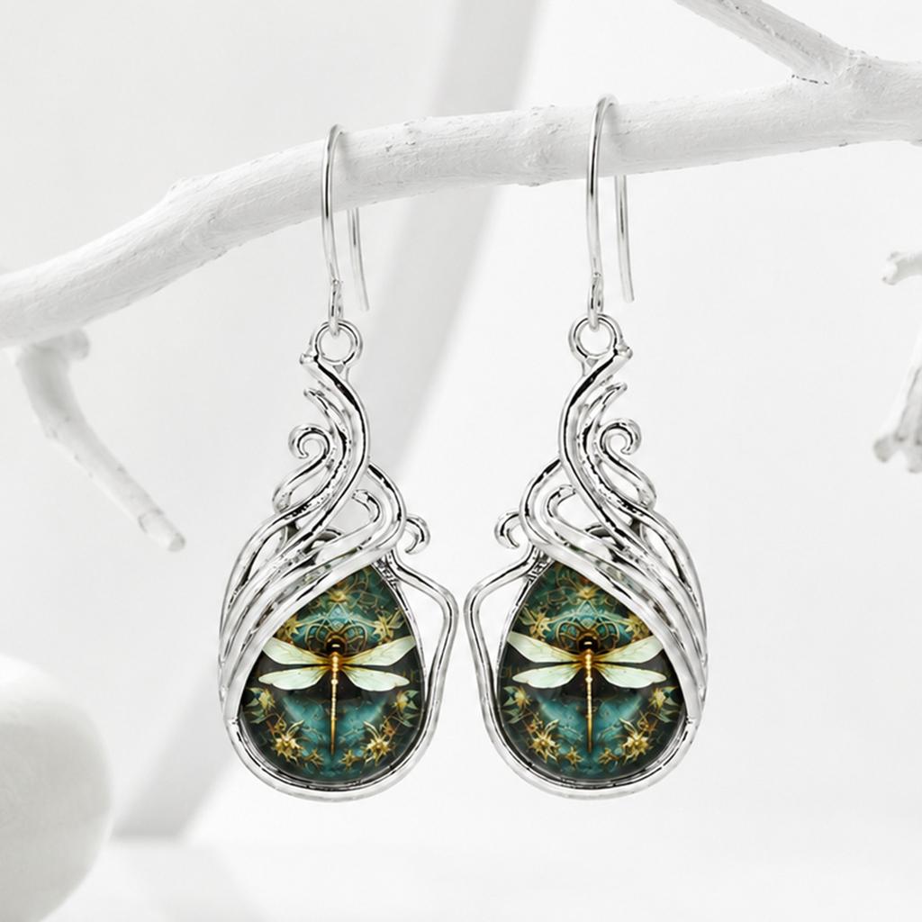 Shein Bestselling Dragonfly Teardrop Earrings, Bohemian Vintage Artistic Style Hollow Totem Earrings for Women