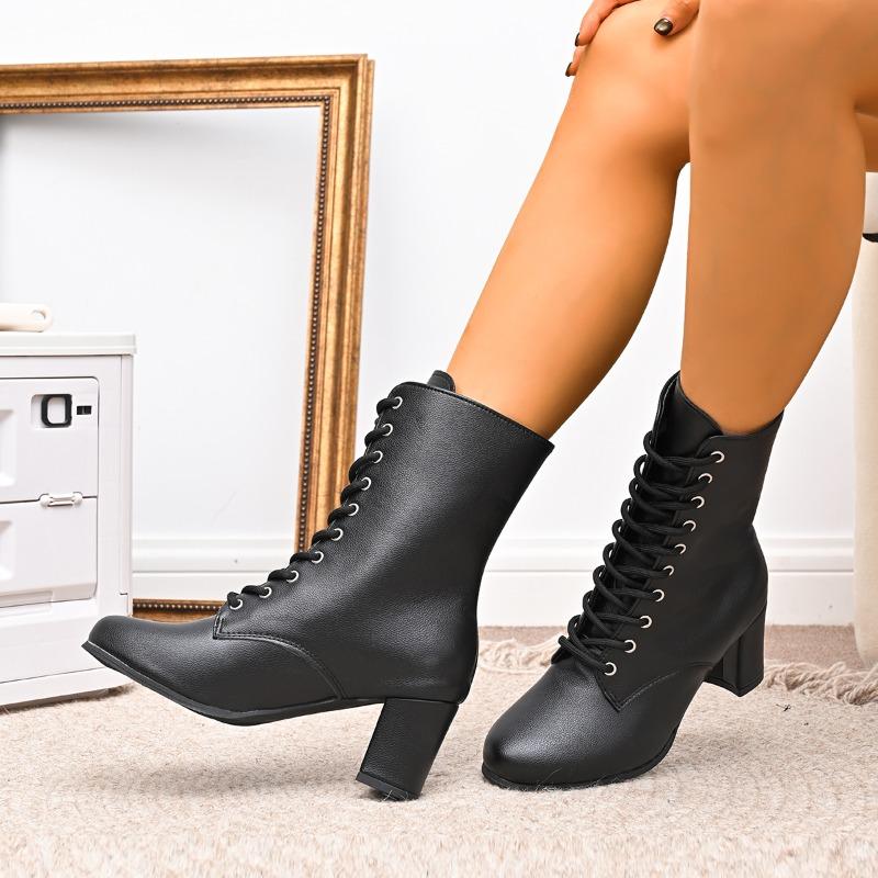 Thigh Boots Heightened Lace-Up New 2025 High-Heeled British Mid-Thigh Boots