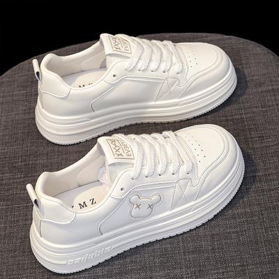 Leather Platform White Shoes Women's Spring and Autumn New Versatile Casual Sports Shoes Board Shoes Summer Breathable Women's Shoes
