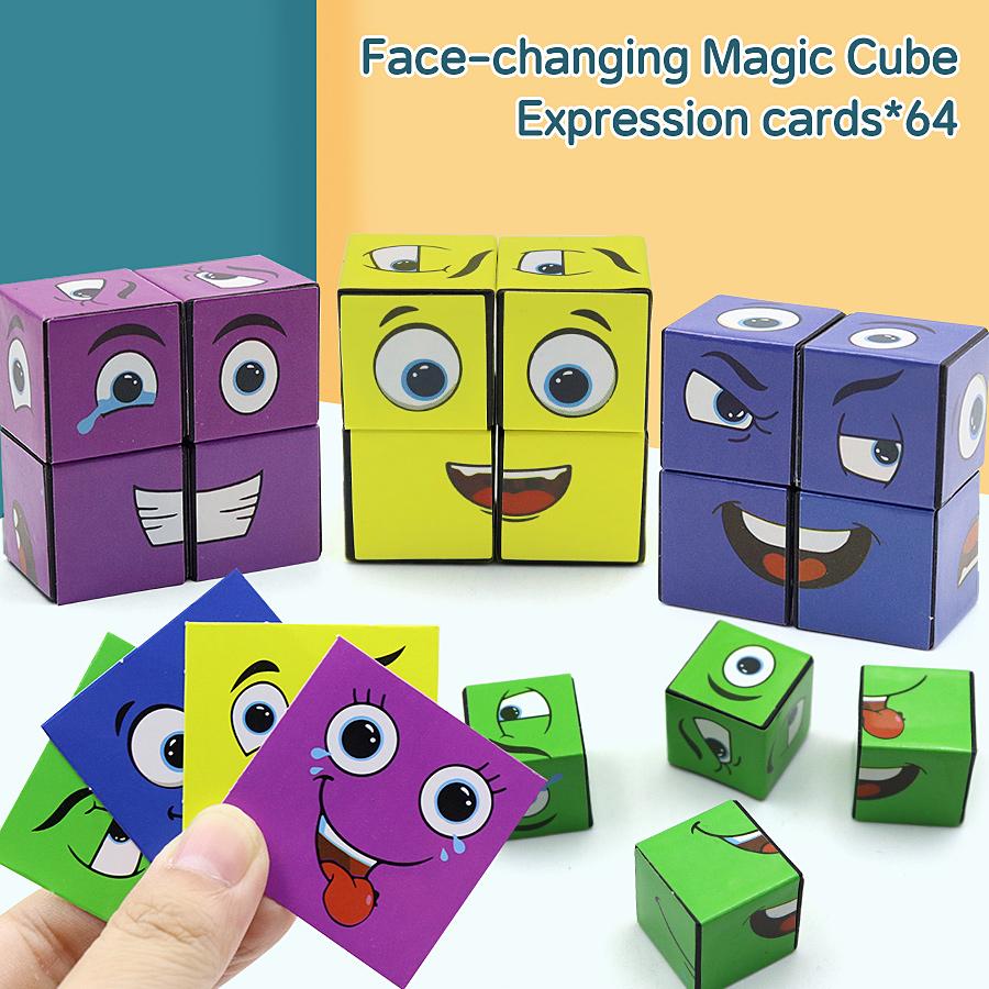 Fun Face Changing Magic Block Card Game - Children's and Adult Puzzle Toys Are Beneficial for Cultivating Children's Imagination