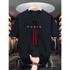 Men's summer hot selling casual loose breathable round neck T-shirt with Parisian letter print outdoor city comfortable top