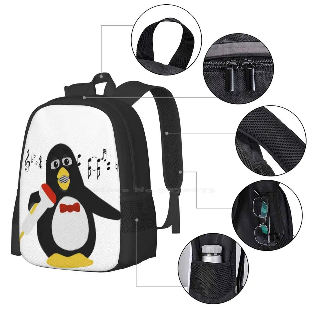 Mic Drop Teen College Student Backpack Pattern Design Bags Wheezy Squeak Penguin