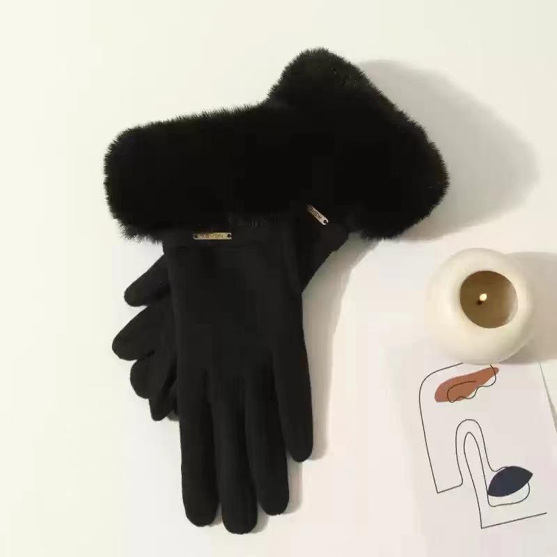 Gloves Women Autumn Winter Modal Korean Riding Gloves Fingerless Touchscreen Fleece Lined Thick Warm Gloves