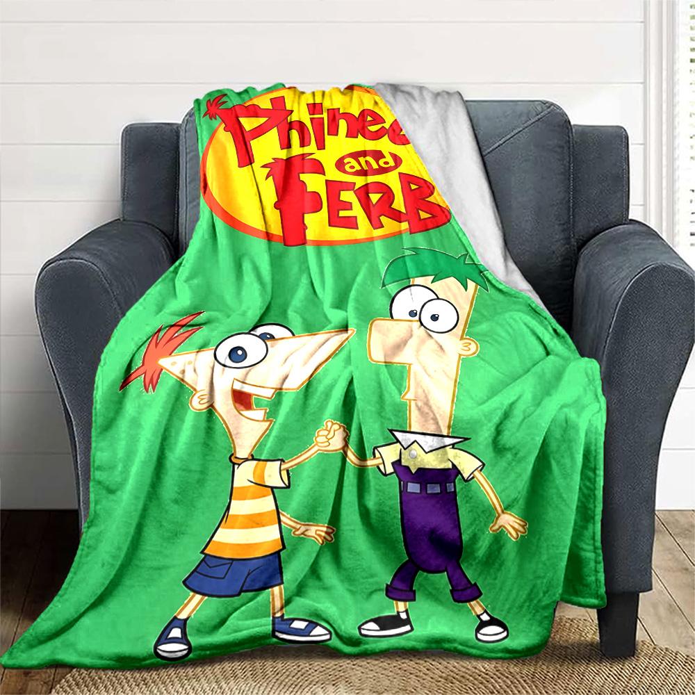 1pc Phineas and Ferb1 Blanket, Gift, for Men and Women, Soft Blanket, Good for Sofa Bed Couch Travel, Lightweight Flannel Blanket