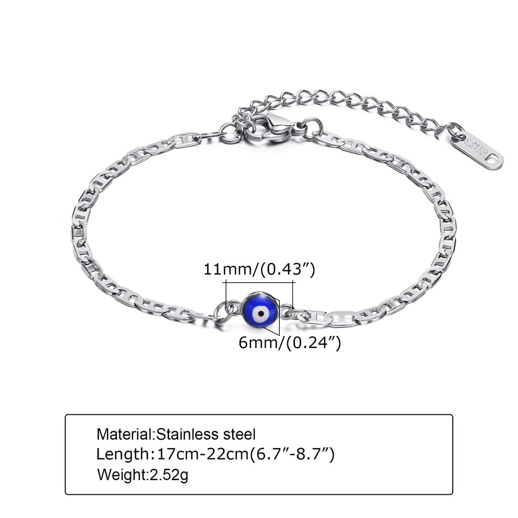 Damen Türkei Böser Blick Armband Edelstahl Silber Farbe Kette Mode Blaues Auge Amulett Schmuck