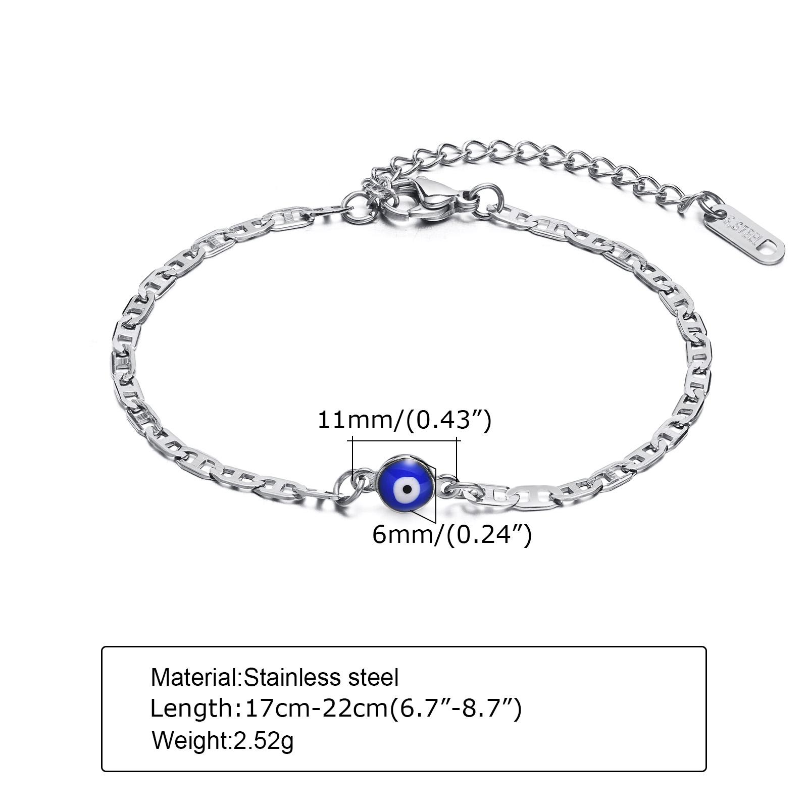 

Vintage Beaded Chain Blue Demon Eye Bracelet for Women, Evil Eye Stainless Steel Lucky Bracelet, Fashion Waterproof Jewelry Gift