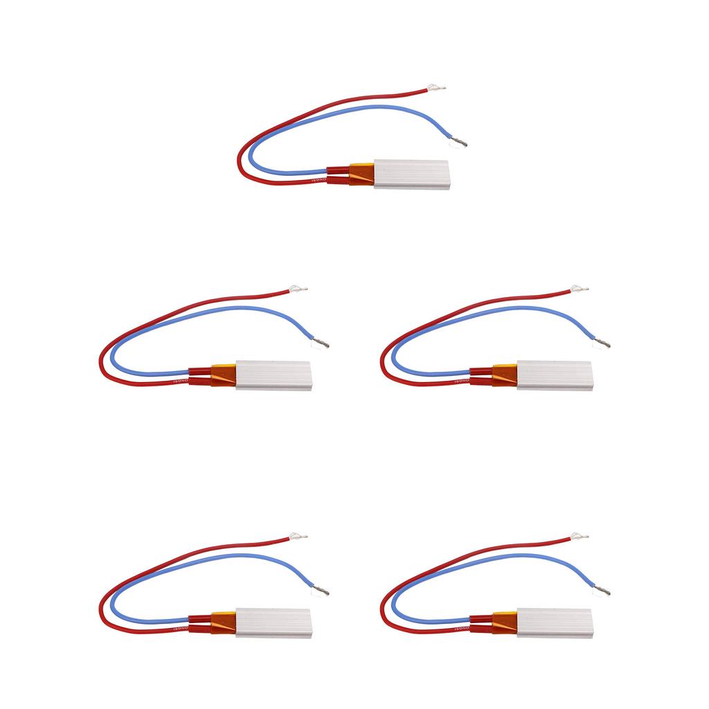 5Pcs PTC Heating Element Aluminum Shell Ceramic Thermostat Heater Plate 220V 200 celsius  Red Blue Cable