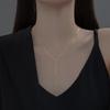 S925 Silver Temperament Necklace Female Korean Version Sweet Small Fresh Light Bead Y Word Tassel Clavicle Chain Necklace
