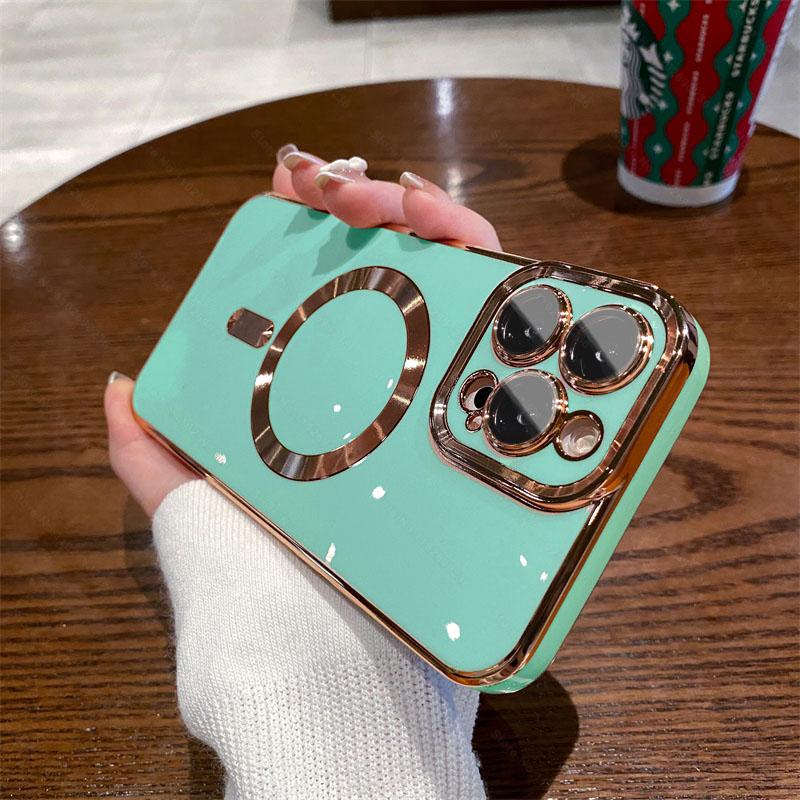Luxury Plating For Magsafe Magnetic Case For Apple iPhone 15 14 13 12 11 Pro Max 14 15 Plus Wireless Charging Cover Accessories