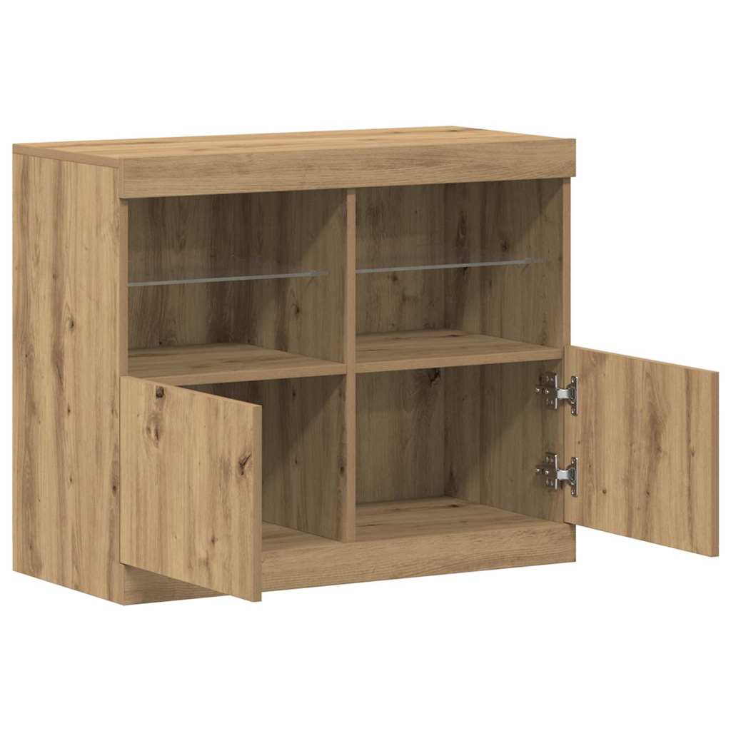 LED Sideboard Brown 81 x 37 x 66.5 cm Engineered Wood