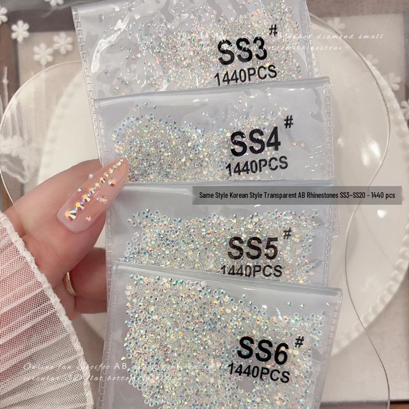 SS3 SS4 King Fan AB Iridescent Small Round Flat-back Rhinestone for DIY Nail Art Accessories