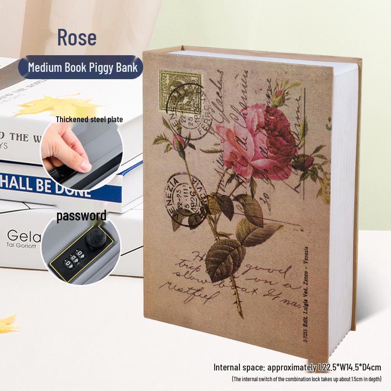 Creative Iron Book Safe: Password Protected Money Storage Box for Home or Office.