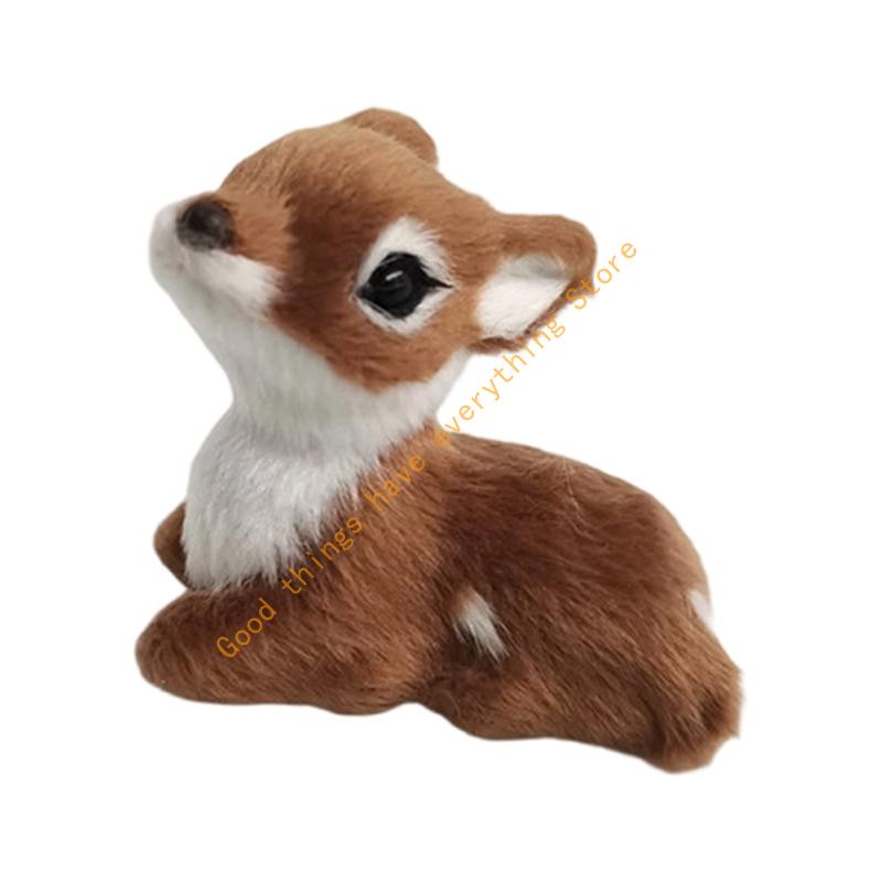 Realistic Christmas Deer Figurine With Realistic Furs Texture Miniature Animal Model For Holiday Tabletop Shelf Decors 55KF