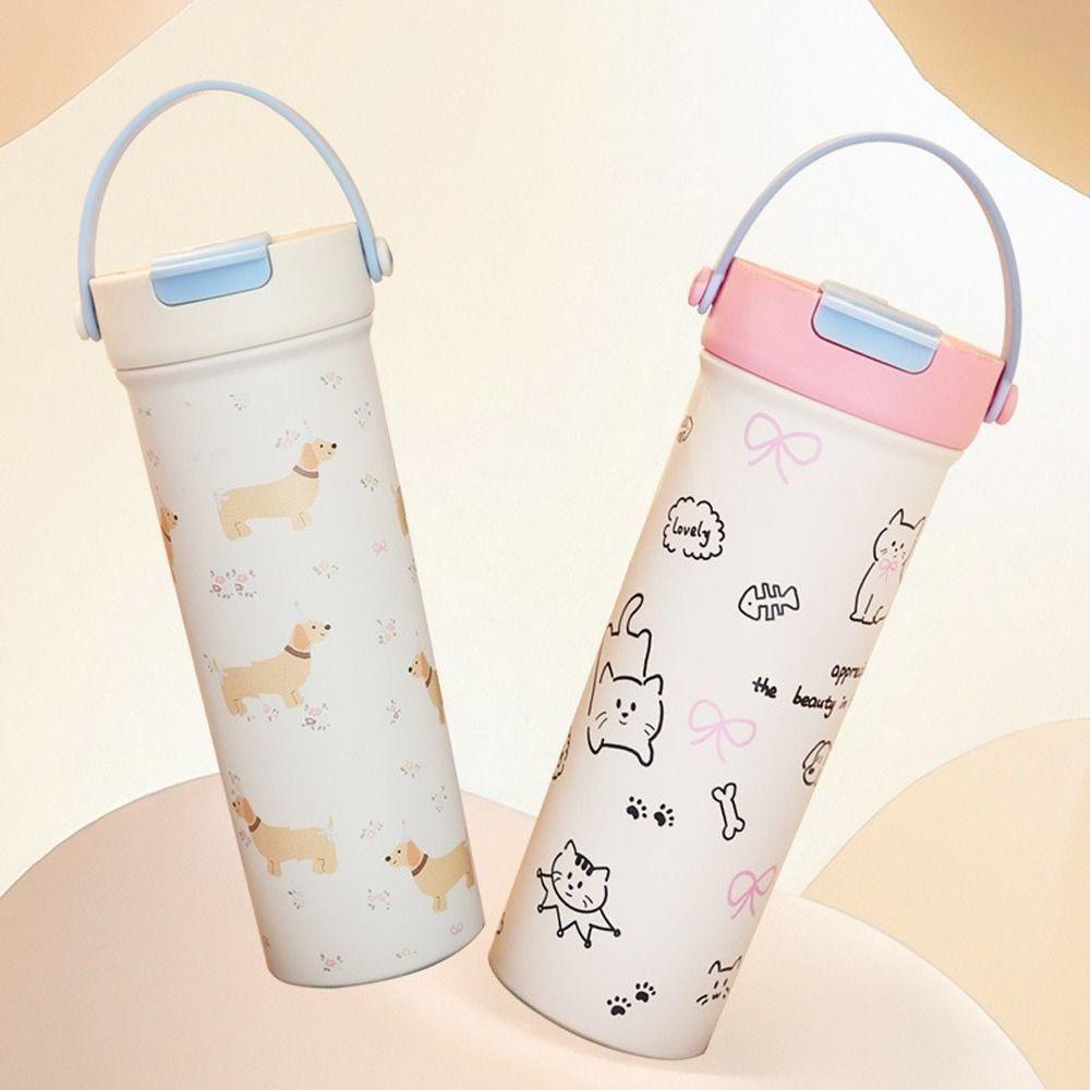 Leak-proof Insulated Cup 600ml Vacuum Flasks Portable Travel Tumbler  Car Travel