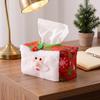 Holiday Office Table Accessory Christmas Tissue Box Cover, Santa Face Napkin Dispenser Sleeve, Non-Woven Fabric Soft Holder for Home Party,