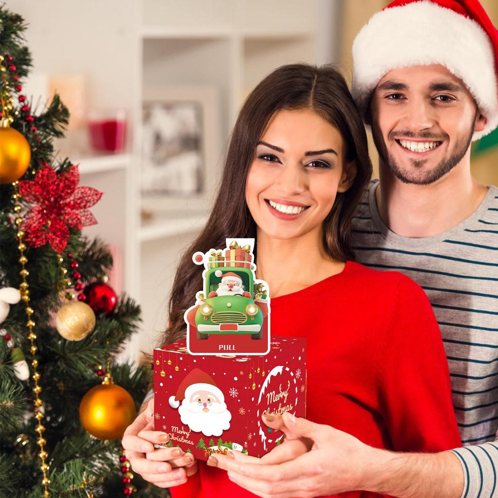 Christmas Money Dispenser Cash Gift Pull Money Box Fun Christmas Boxes With 50 Pieces Transparent Bags Home Decorations
