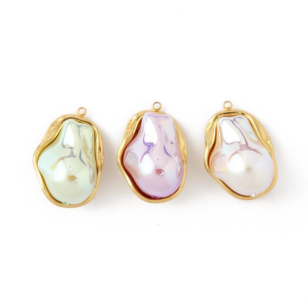 Seashell Dyed Pink Green White Tooth-Shaped Pendants for DIY Jewelry