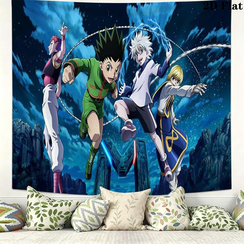 Hunter x Hunter Wall Tapestry Aesthetic Wall Hanging Printed Fabric Blanket Decorative Tapestries for Bedroom Living Room Home Decor