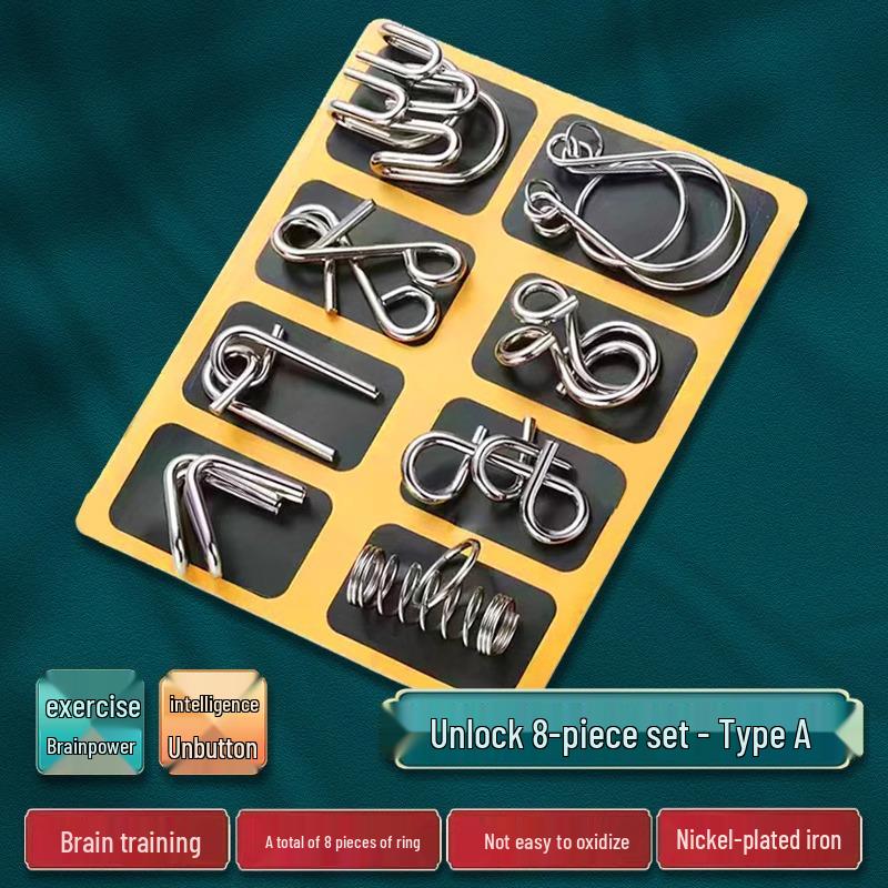 24-Piece Luban & Kongming Lock Set: Educational Toy for Children s Logical Development with Nine Interlocking Rings.