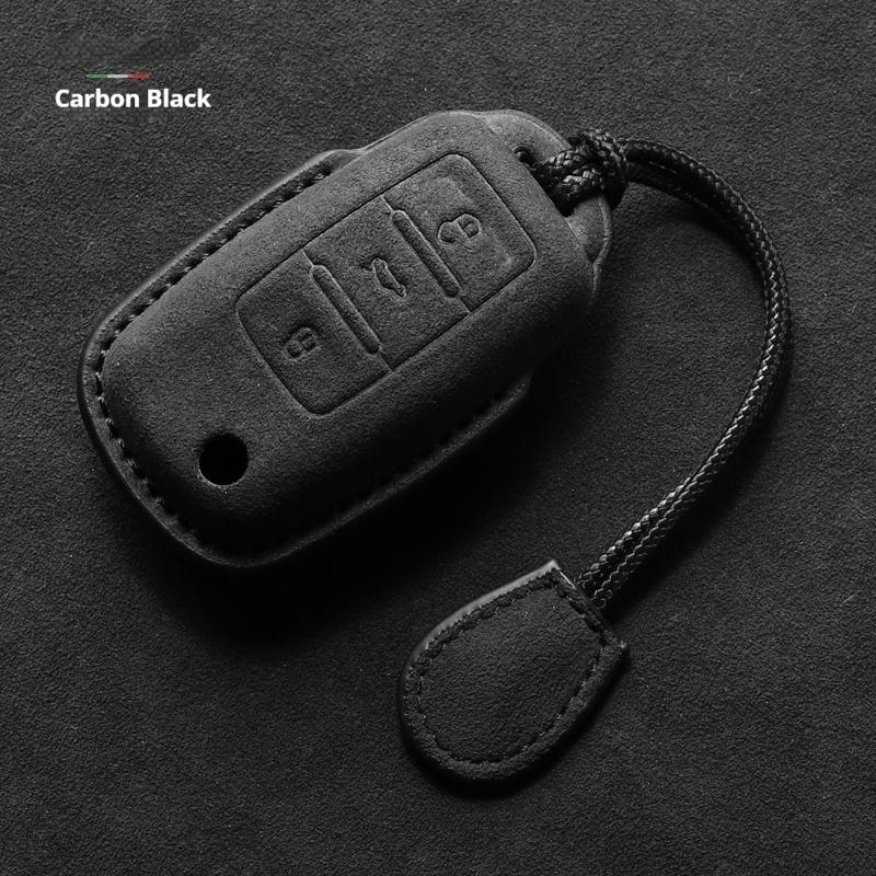 Suede Faux Leather Car Key Case Cover For Vw Tiguan Atlas Arteon Taos Golf Passat B8 Cc Skoda Superb A7 Kodiaq Key Case Keychain