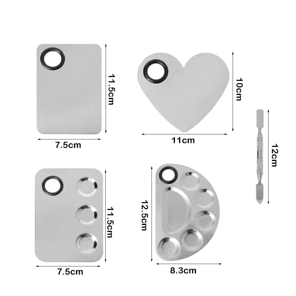 With Spatula Rod Makeup Color Palette Portable Stainless Steel Liquid Foundation Mixing Tray Durable Makeup Color Board