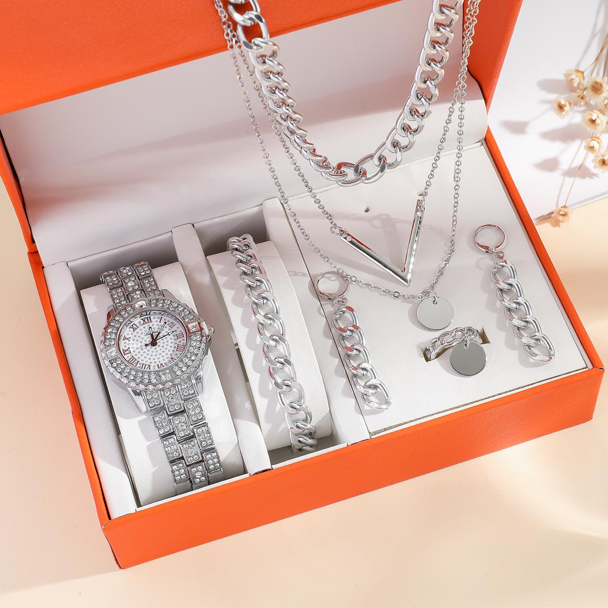Women S Watch 5Pcs/Set Steel Belt Women S Watch Casual Versatile Quartz Watch Set