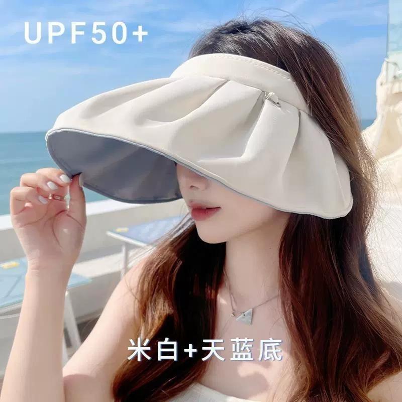 Sonnenhut Sommer Damen Sonnenschutz UV-Schutz Leere Oberseite Vinylschale Hut Großer Schirm Sonnenschutz Gesicht Outdoor Radsporthut
