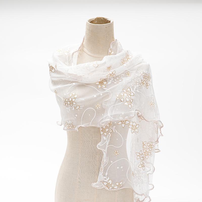 Printed Spliced Scarf Women's Fashion Lace Scarf Fashionable and Versatile