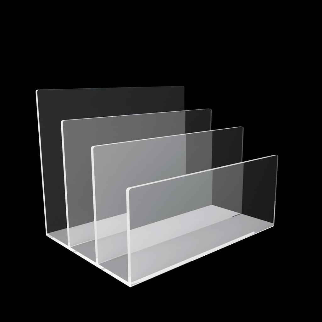 Andacar Desk Shelf, Storage Rack, 3 Compartments, File Box, Desk Rack, Office Storage Rack, No Installation Required, Clear Plastic, Bookshelf,