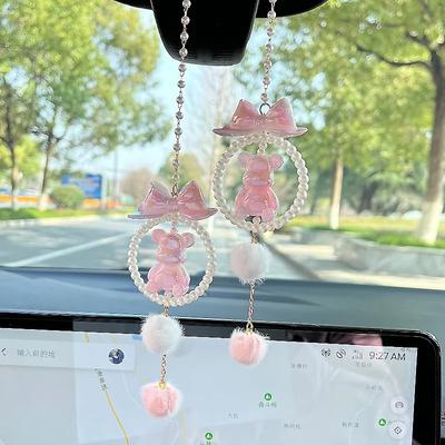 Kawaii Bear Fashion Car Pendant Auto Hanging Decoration Interior Rearview Mirror Charm Interior Decorations Interior Accessories