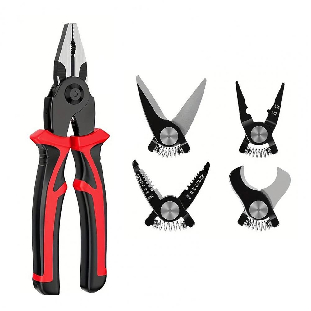 Interchangeable Plier Set Heavy Duty Multifunctional Plier Set with Interchangeable Hand Tool Crimping Pliers Versatile for Diy